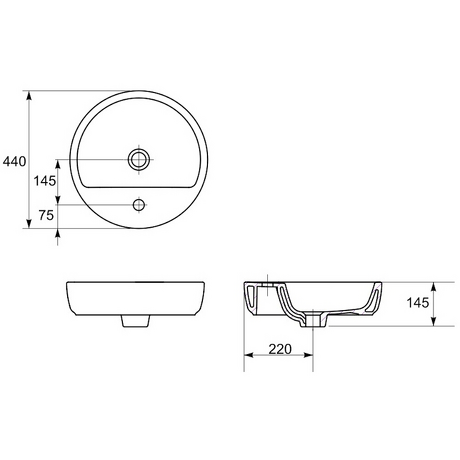 Umywalka nablatowa CASPIA RING 44